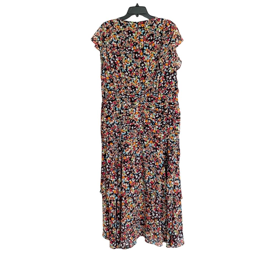 Tahari ASL Women's Hi-Low Short Sleeve V-Neck A-Line Dress Plus Size 18W - Picture 7 of 14